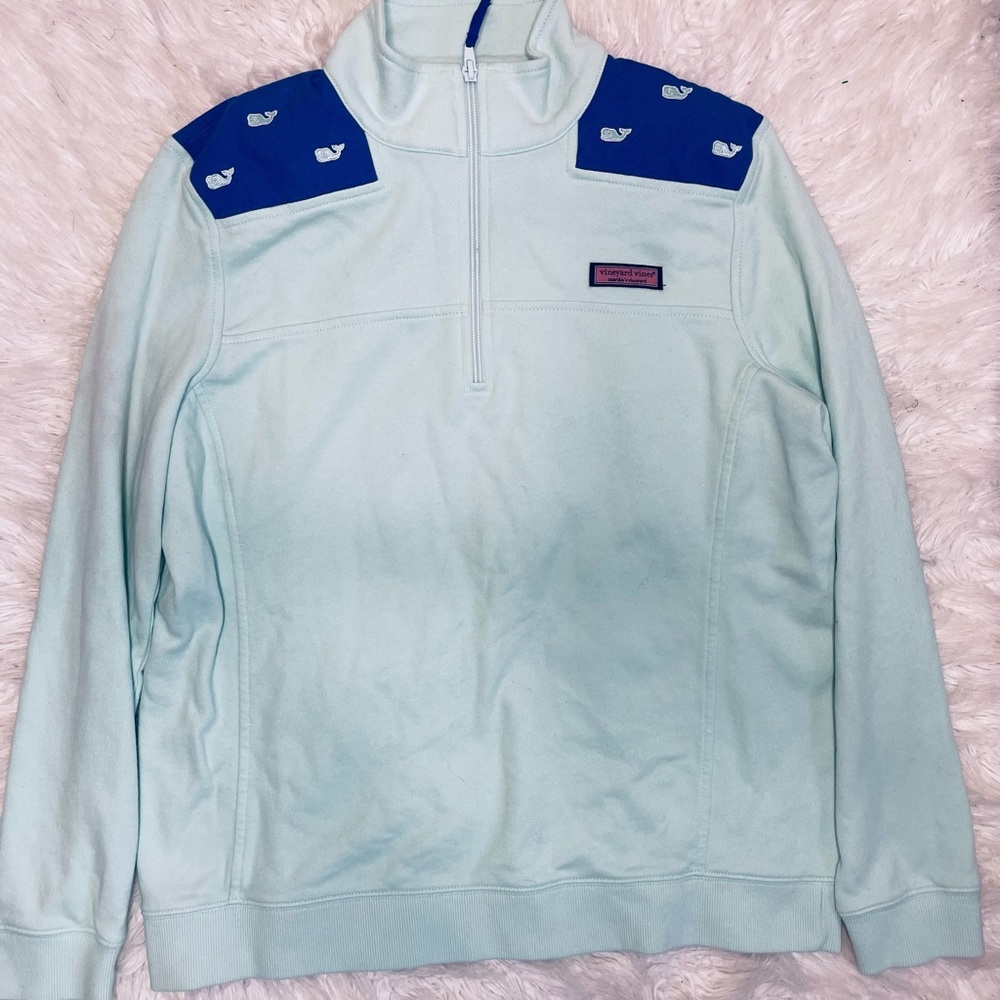 Vineyard Vines Womens M Blue Long Sleeve Quarter Zip Sweatshirt SIZE: Large